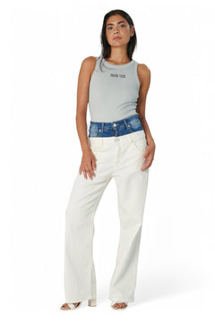 Pantaloni ALETA in drill con doppio bustino in denim