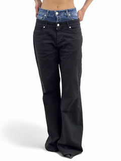 Pantaloni ALETA in drill con doppio bustino in denim
