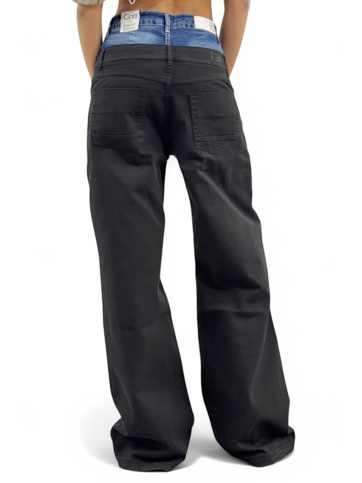 Pantaloni ALETA in drill con doppio bustino in denim
