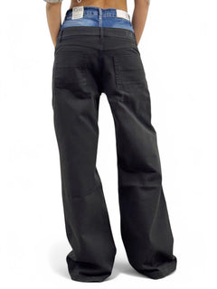 Pantaloni ALETA in drill con doppio bustino in denim