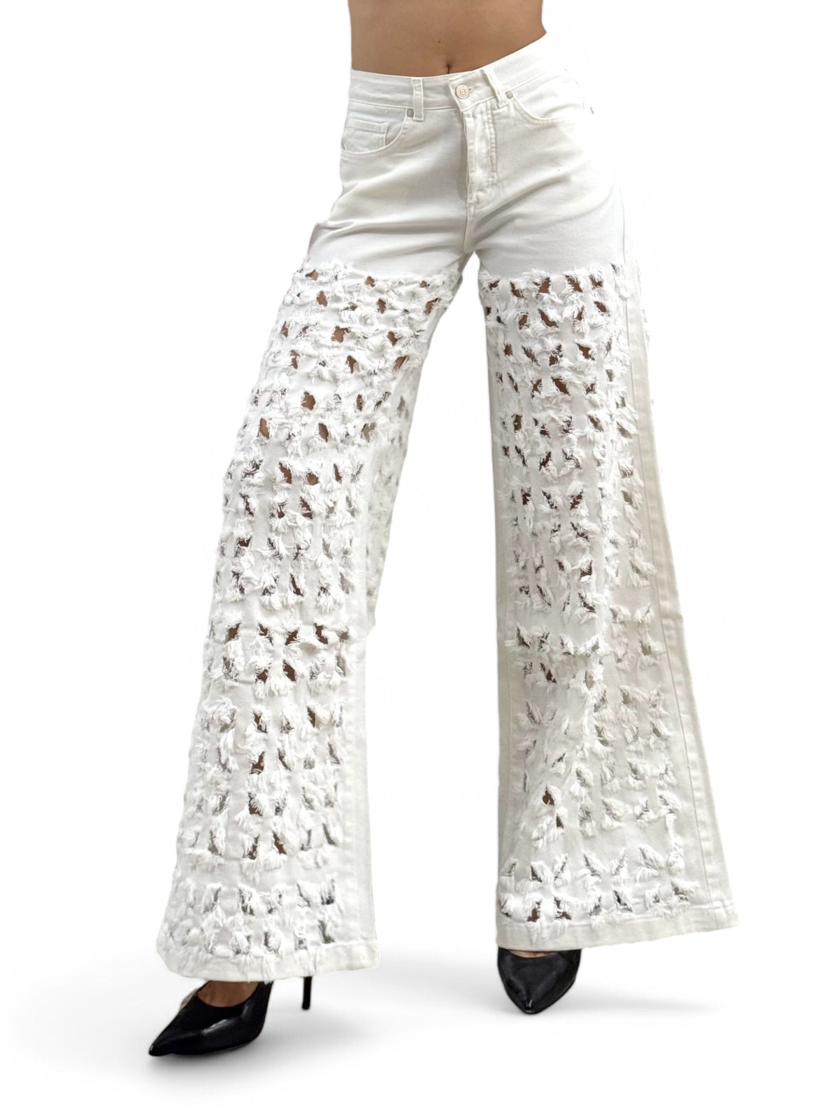 Pantaloni ALISHA fringe in drill