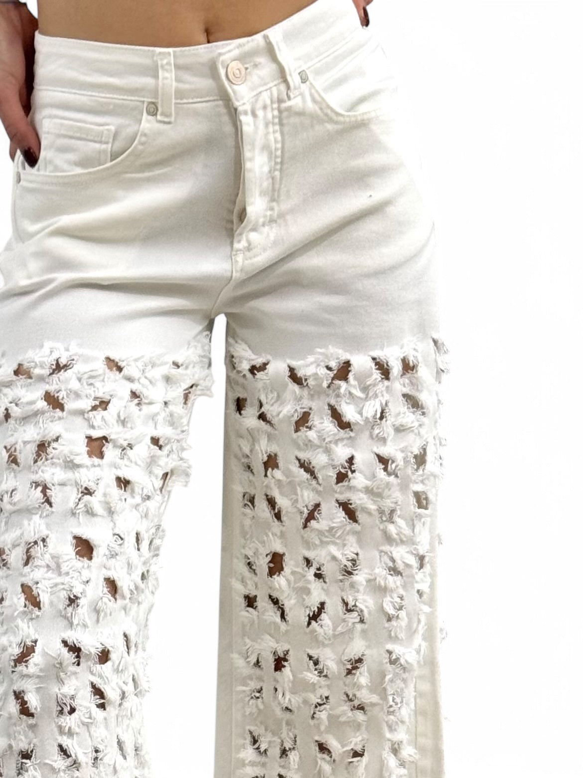 Pantaloni ALISHA fringe in drill
