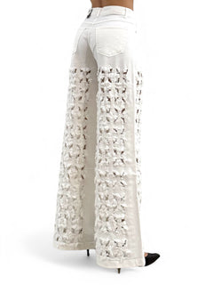 Pantaloni ALISHA fringe in drill