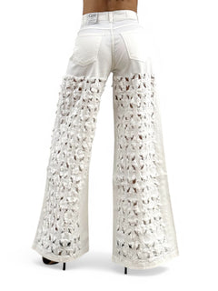 Pantaloni ALISHA fringe in drill