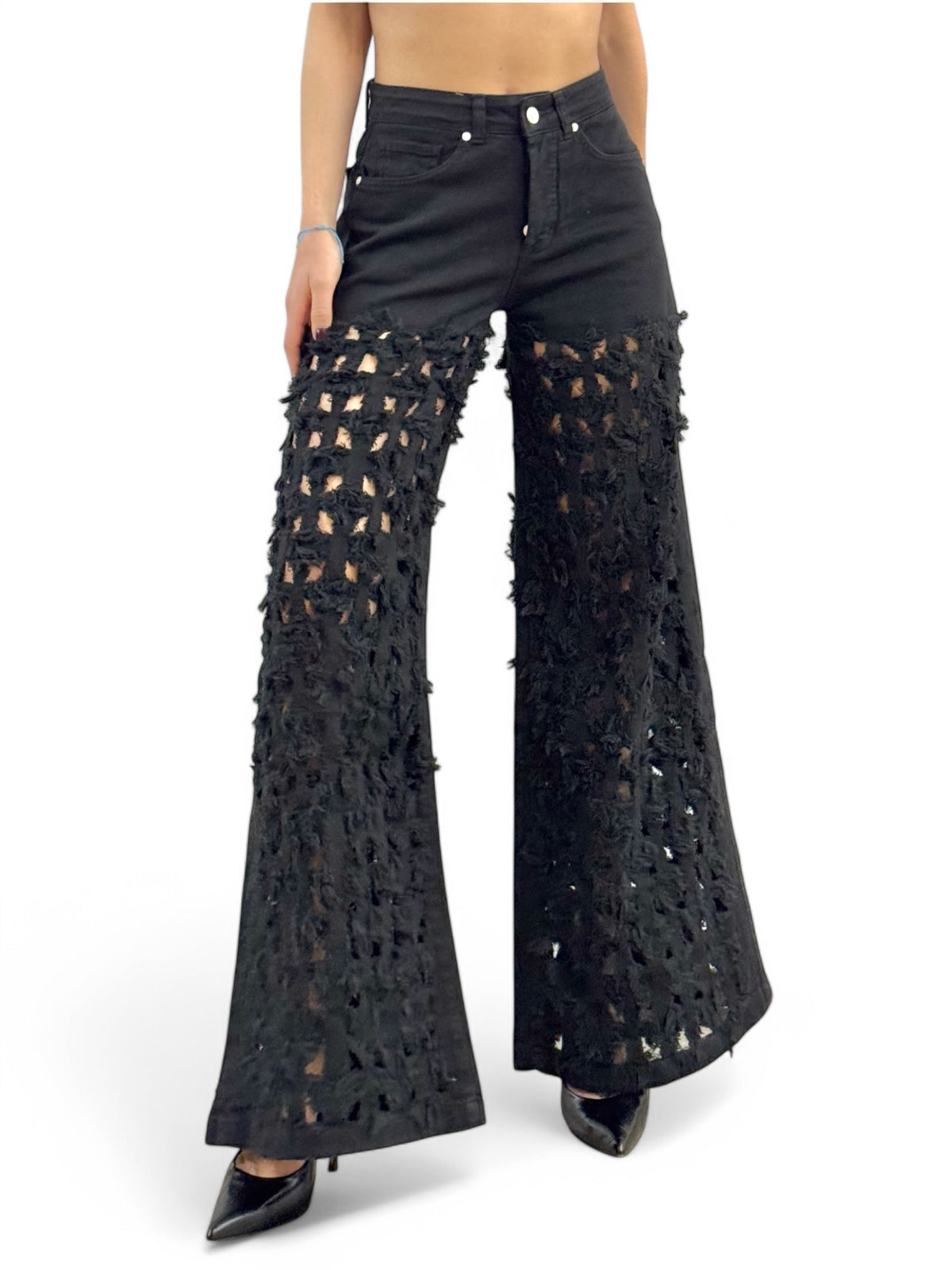 Pantaloni ALISHA fringe in drill