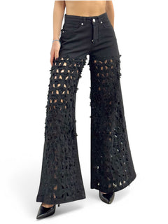 Pantaloni ALISHA fringe in drill