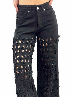 Pantaloni ALISHA fringe in drill