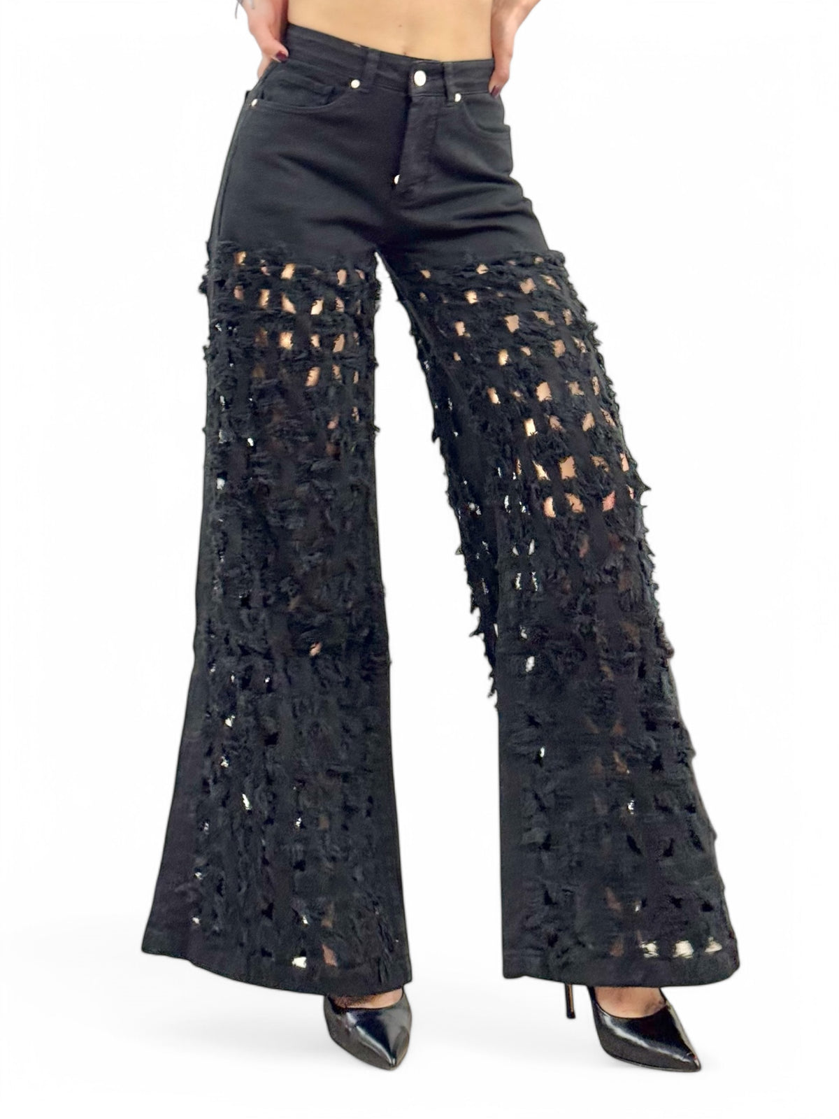 Pantaloni ALISHA fringe in drill