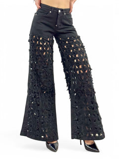Pantaloni ALISHA fringe in drill