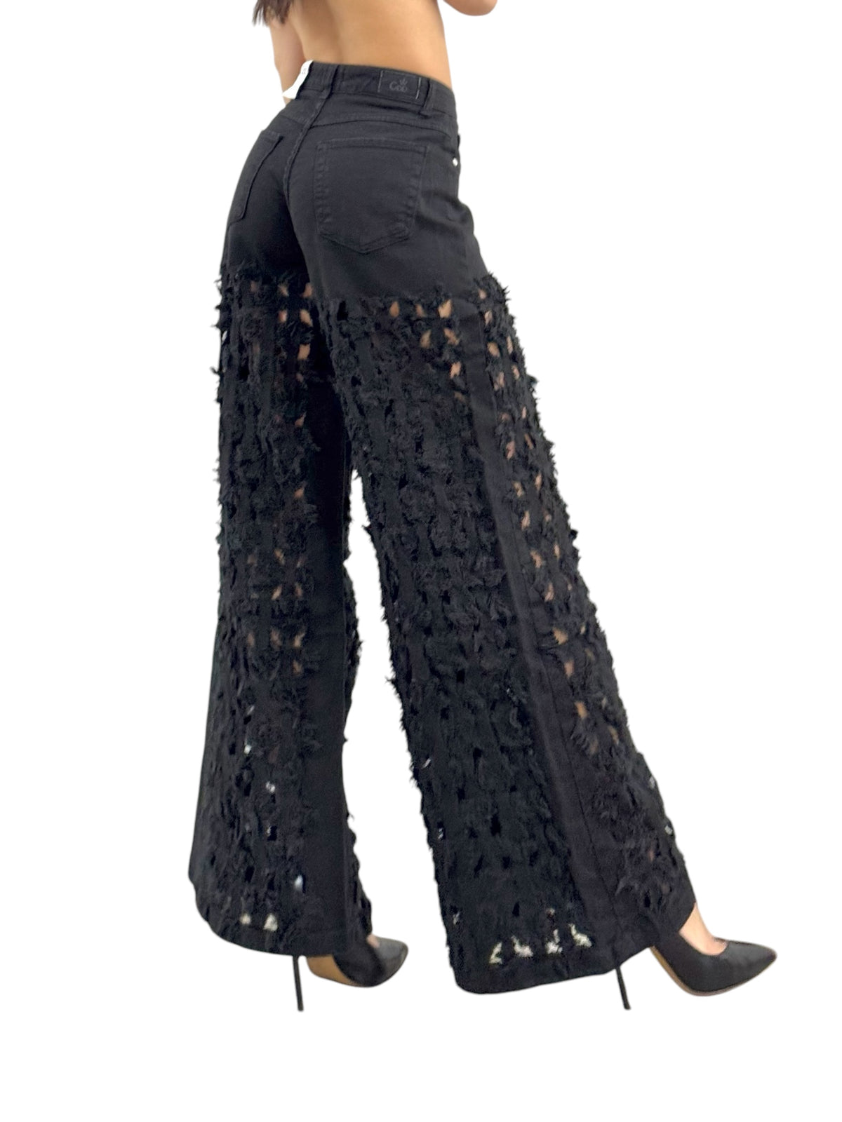 Pantaloni ALISHA fringe in drill