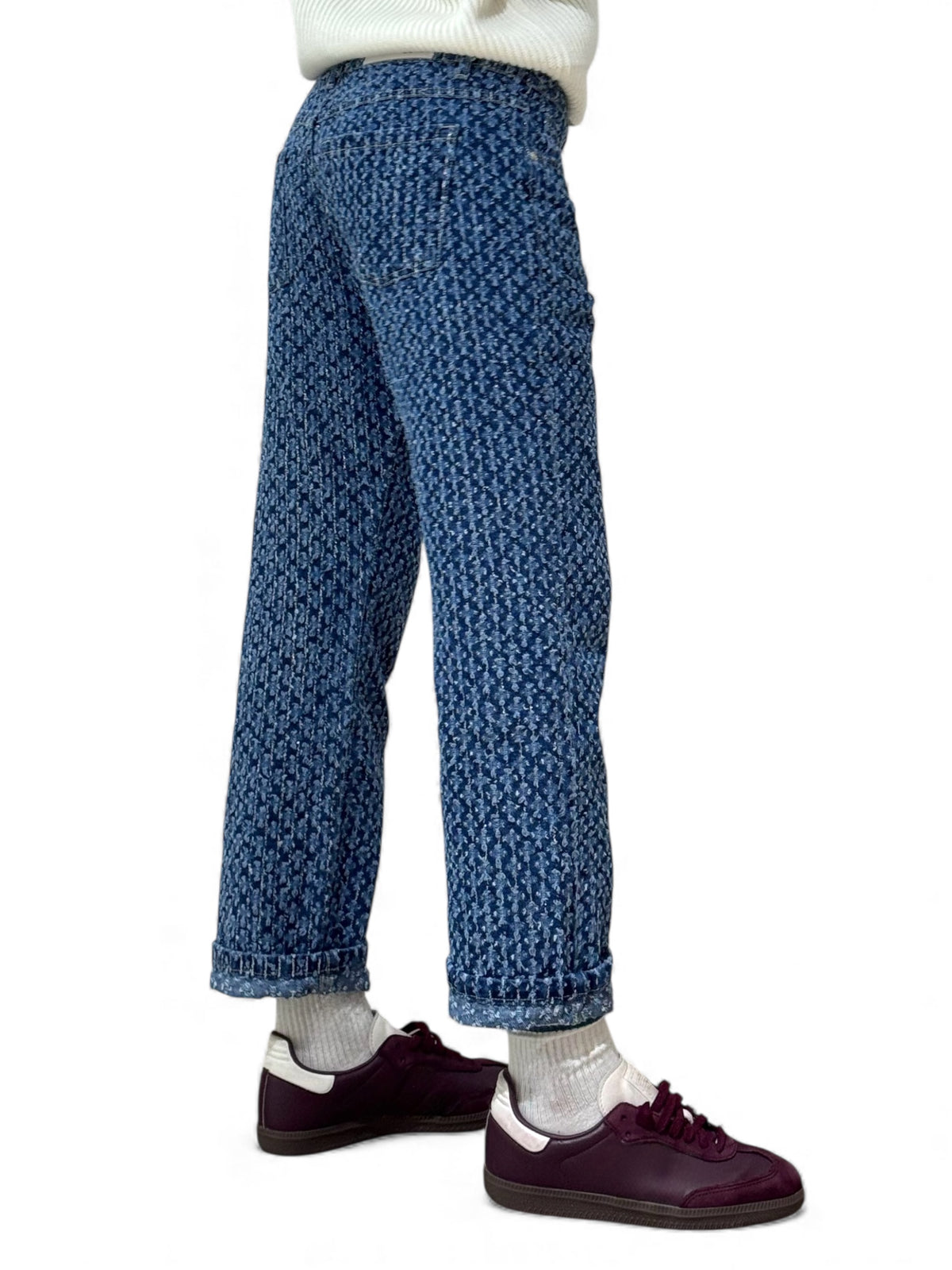 Jeans Arya boyfriend denim laserato - vista laterale fit comodo
