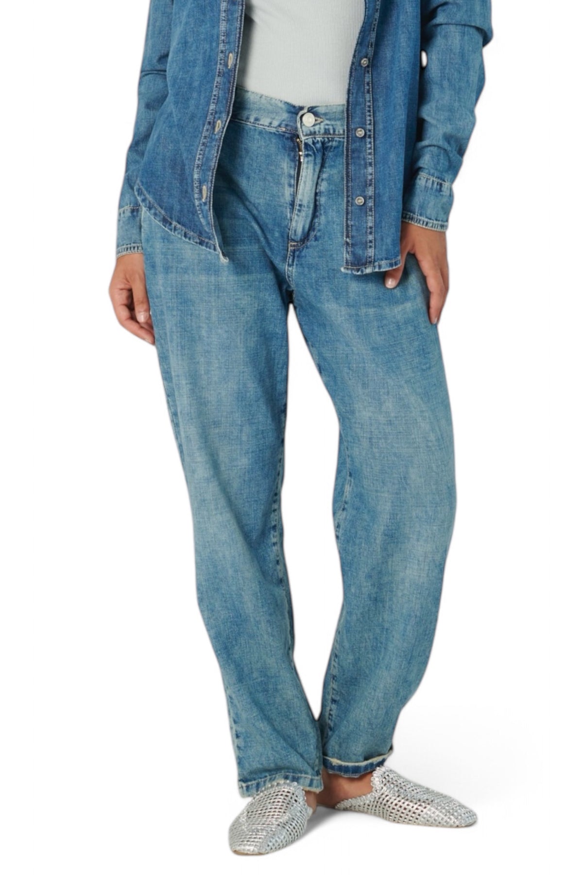 Jeans ANGIE relaxed con elastico in vita