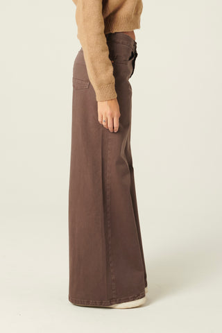 Pantaloni Becca wide leg in drill