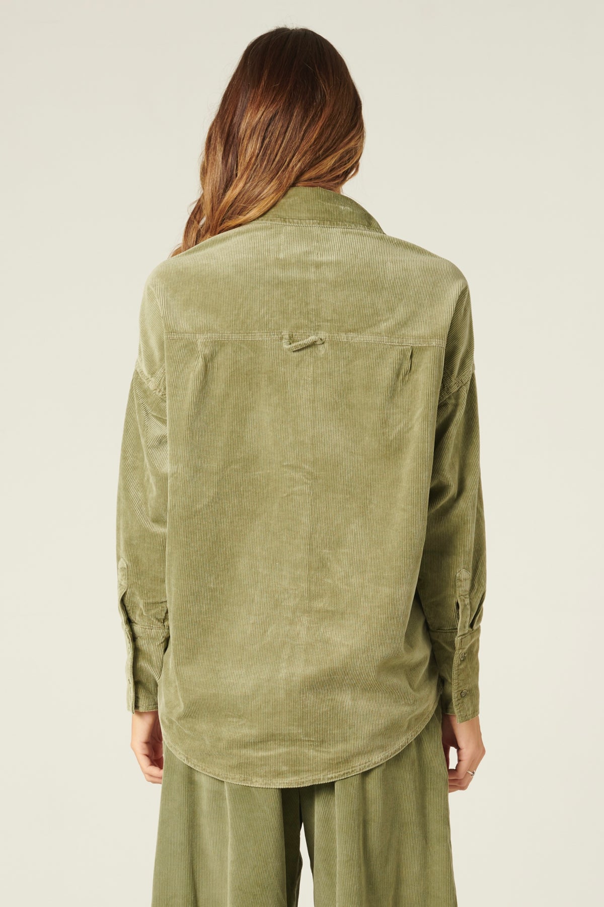 Peach velvet and modal blend shirt