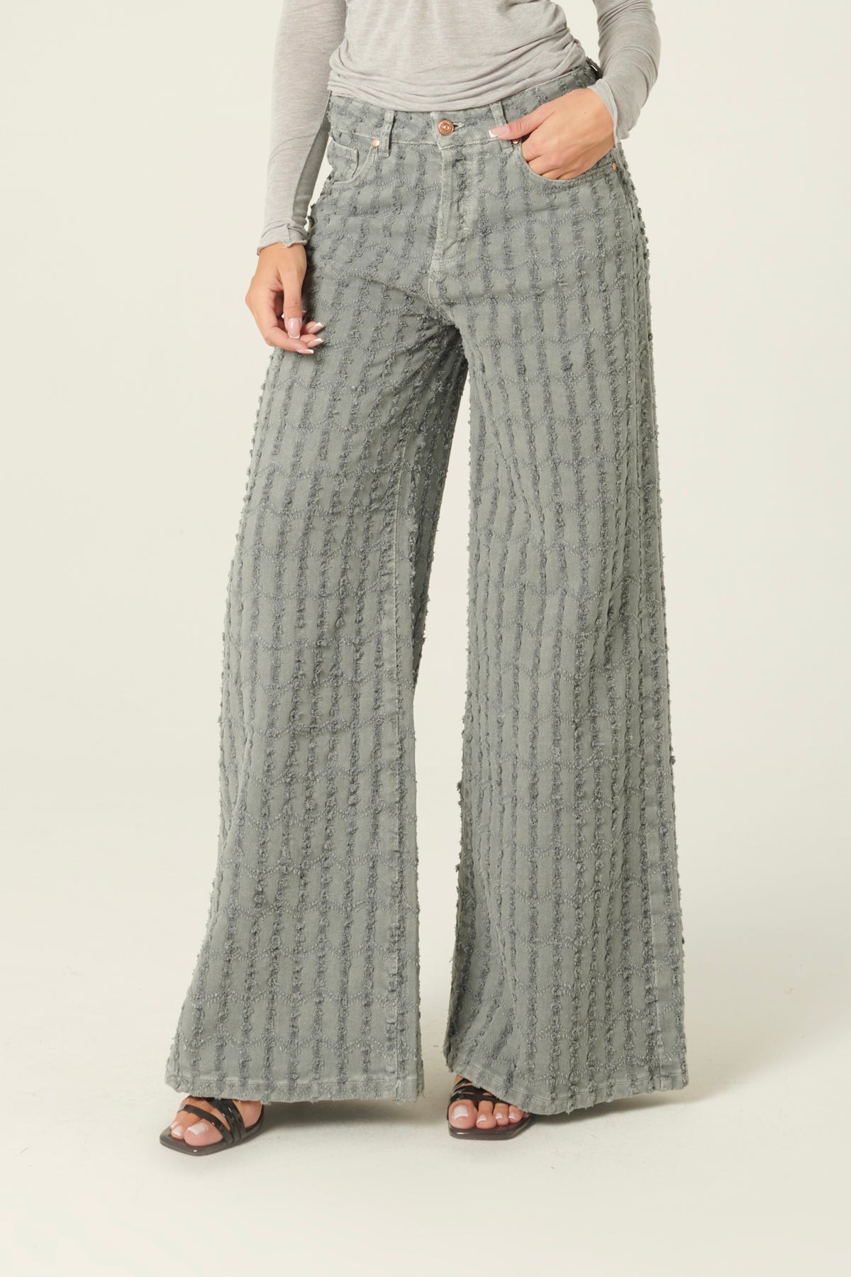 Pantaloni Alisha in drill laserato