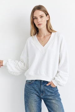 Felpa Pearl oversize con scollo a V e maniche curvate