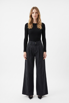 Pantaloni Jina palazzo wide leg in gabardin doppio ritorto