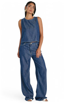 Canotta PAOLA in denim gessato lurex
