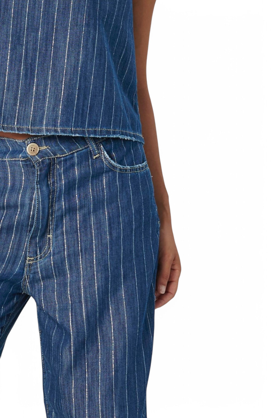 Jeans BELY in denim gessato lurex