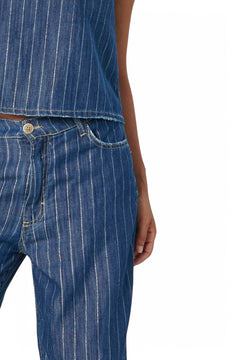 Canotta PAOLA in denim gessato lurex
