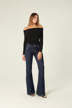 Maglia Vera con collo ribaltato con arricci in misto cashmere