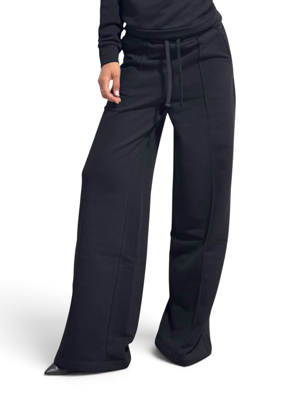 Pantaloni Ivy straight leg in felpa con nervina