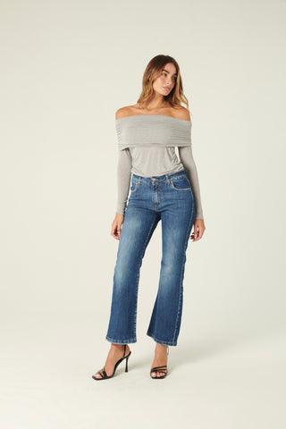 Jeans Aurora a trombetta in denim comfort