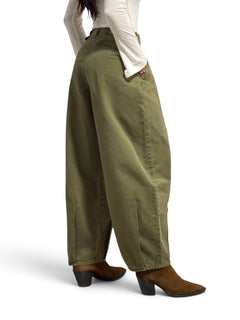 Judo barrel trousers in gabardine with fringed bustier