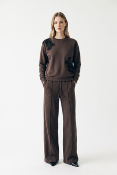 Pantaloni Ivy straight leg in felpa con nervina