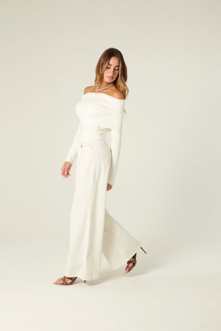 Pantaloni Becca wide leg in drill