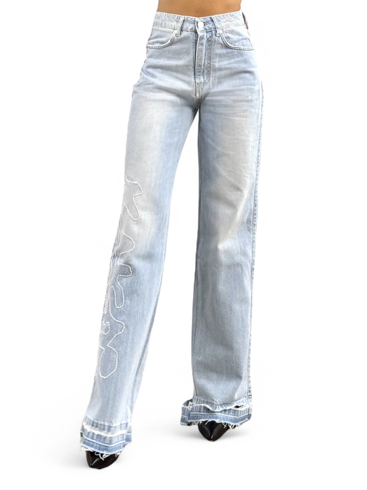 Jeans straight CORA con ricamo
