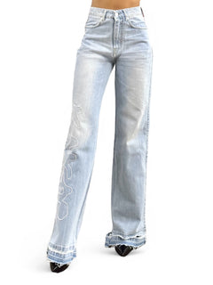 Jeans straight CORA con ricamo
