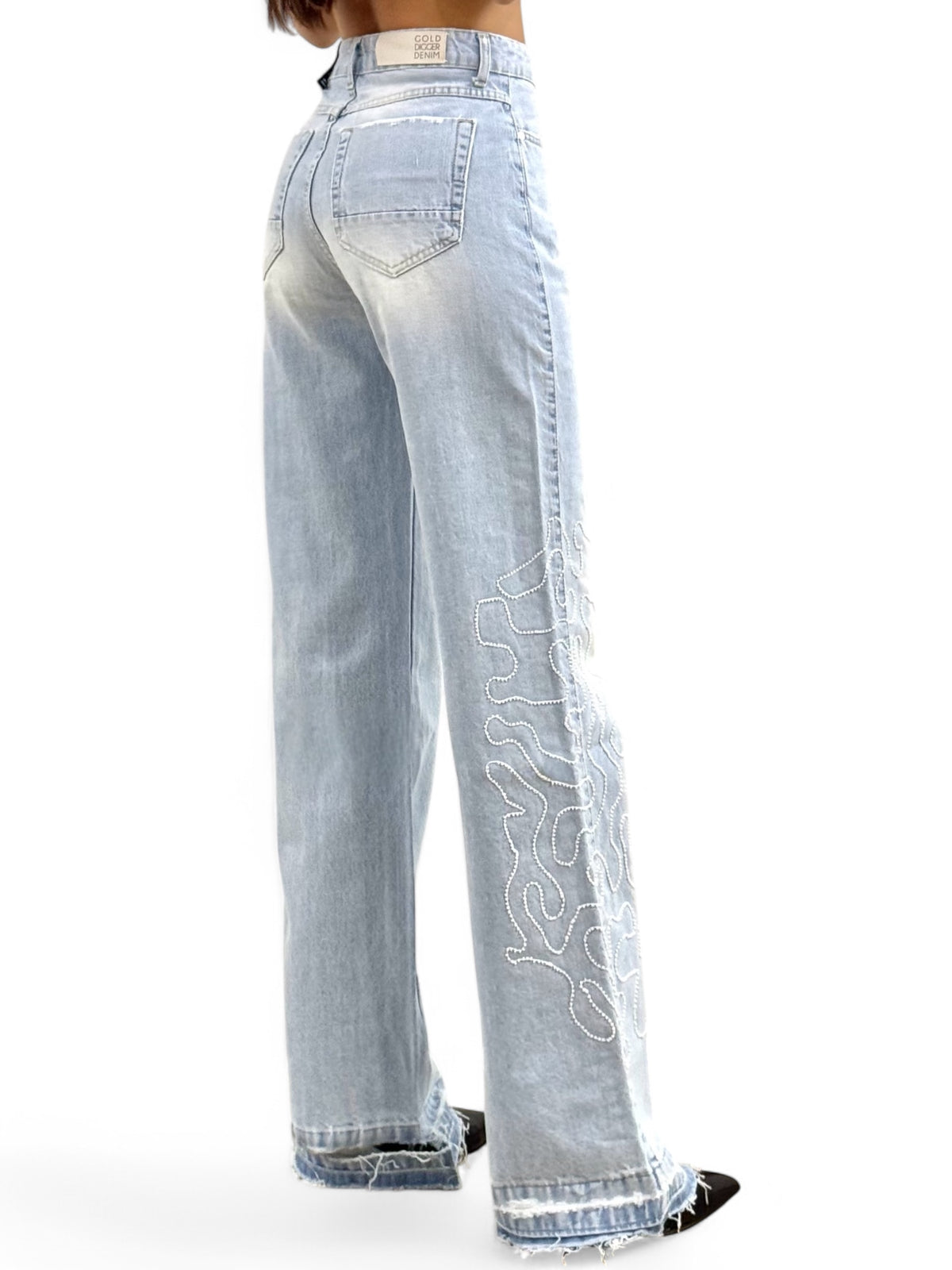 Jeans straight CORA con ricamo