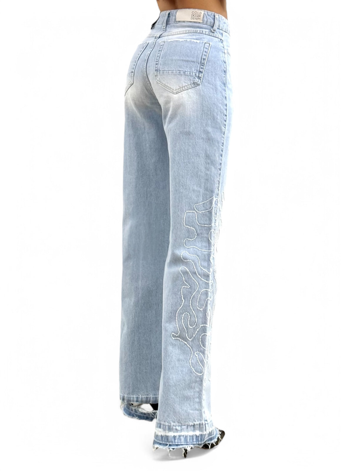 Jeans straight CORA con ricamo