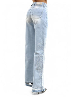 Jeans straight CORA con ricamo
