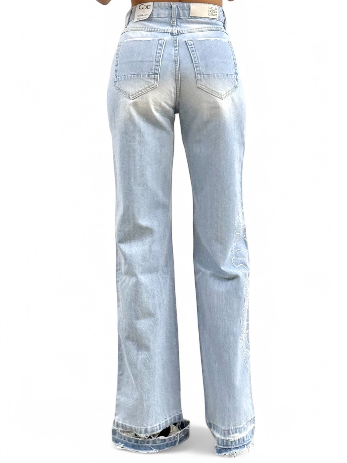 Jeans straight CORA con ricamo