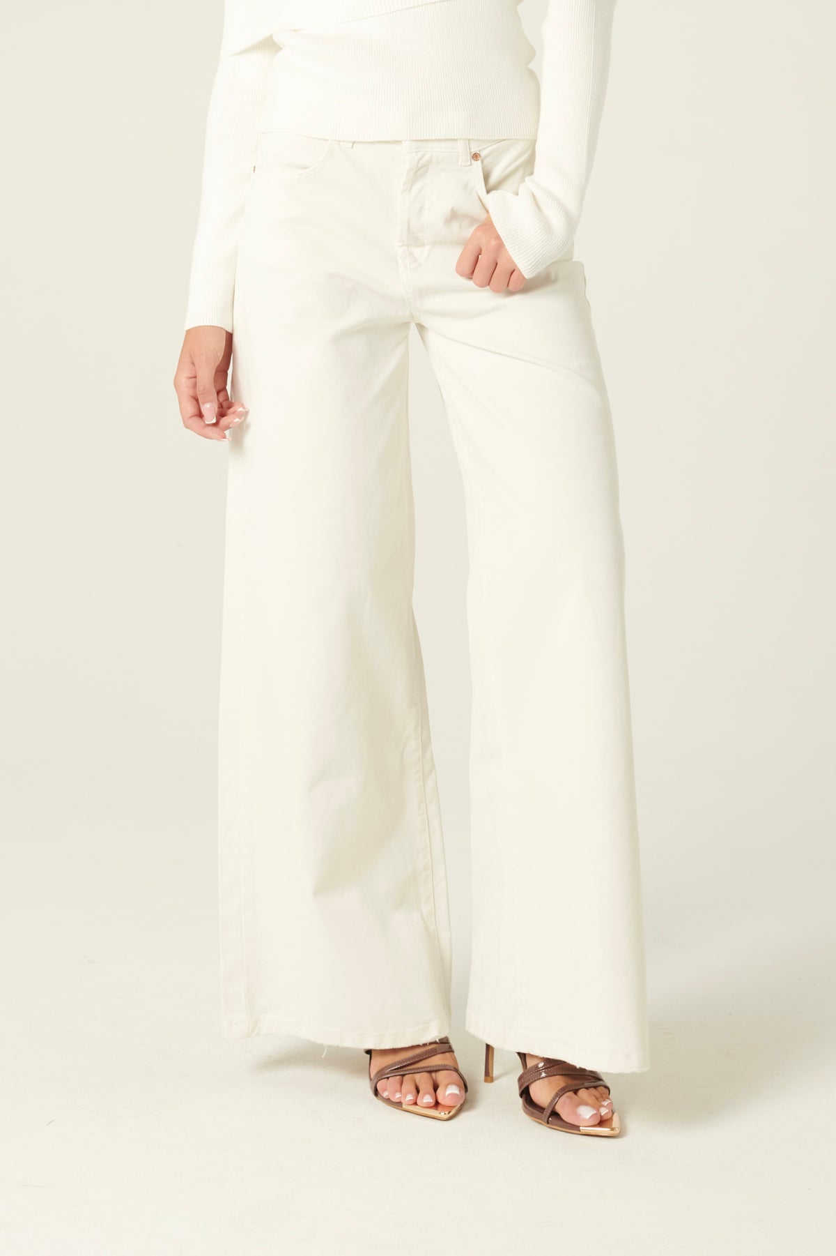 Pantaloni Becca wide leg in drill