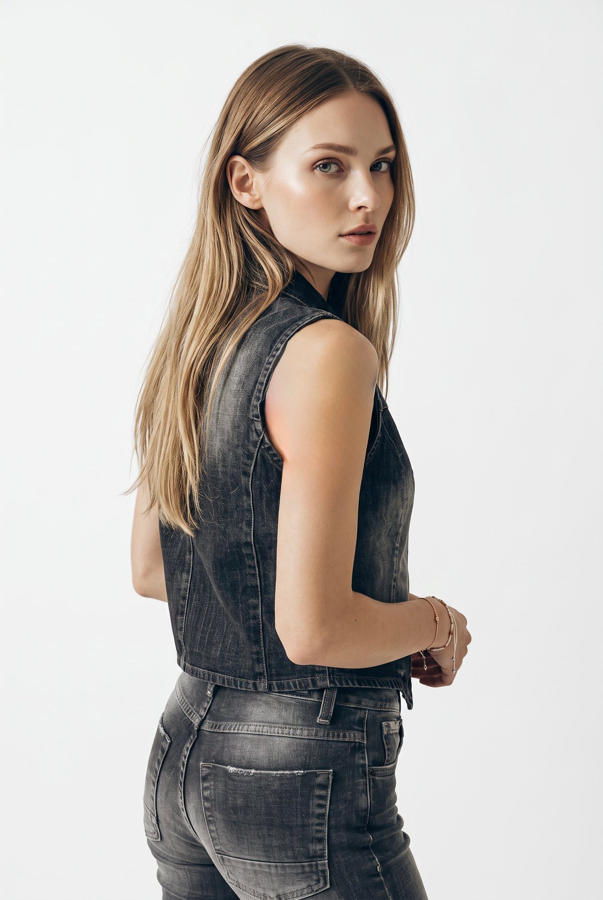 Gilet Jen-S in denim nero