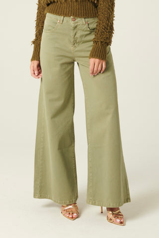 Pantaloni Becca wide leg in drill