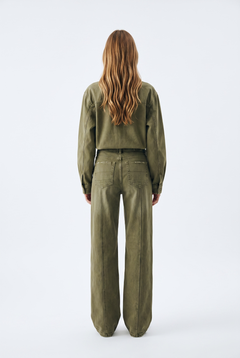 Jumpsuit Mary in drill tinto old con trattamenti denim