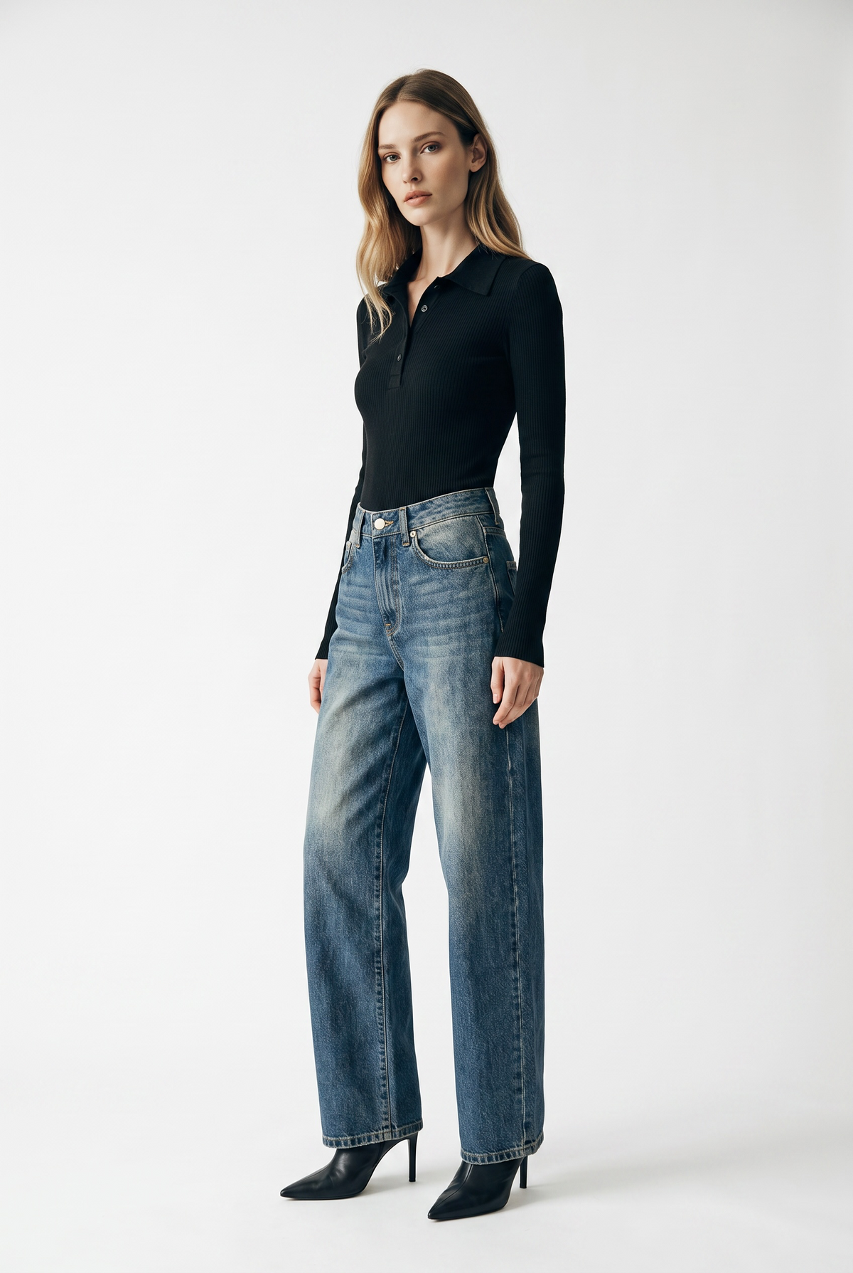 Iole long-sleeved polo neck cashmere blend jumper