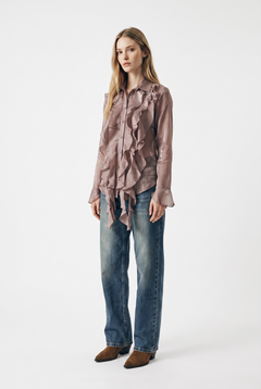 Camicia Yael in misto lyocell con rouches sul davanti