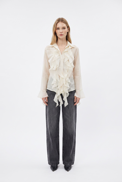 Dakota-S barrel wide leg jeans in black denim