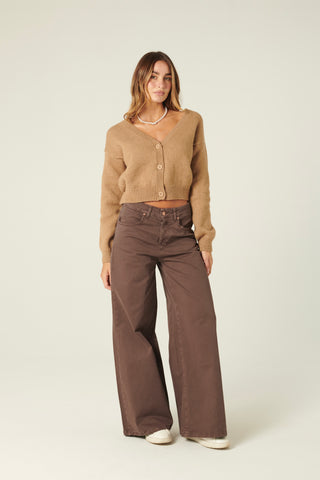 Pantaloni Becca wide leg in drill