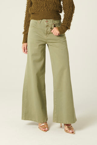 Pantaloni Becca wide leg in drill