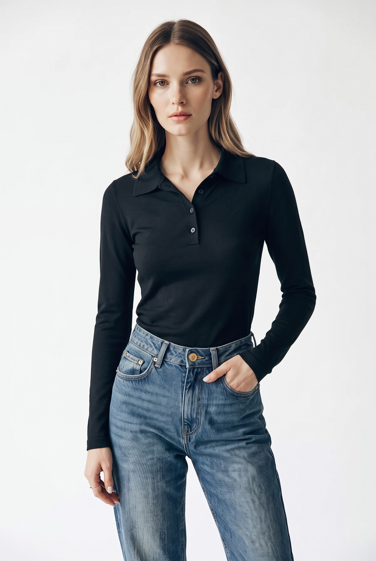 Iole long-sleeved polo neck cashmere blend jumper