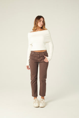 Pantaloni Ava slim regular in drill