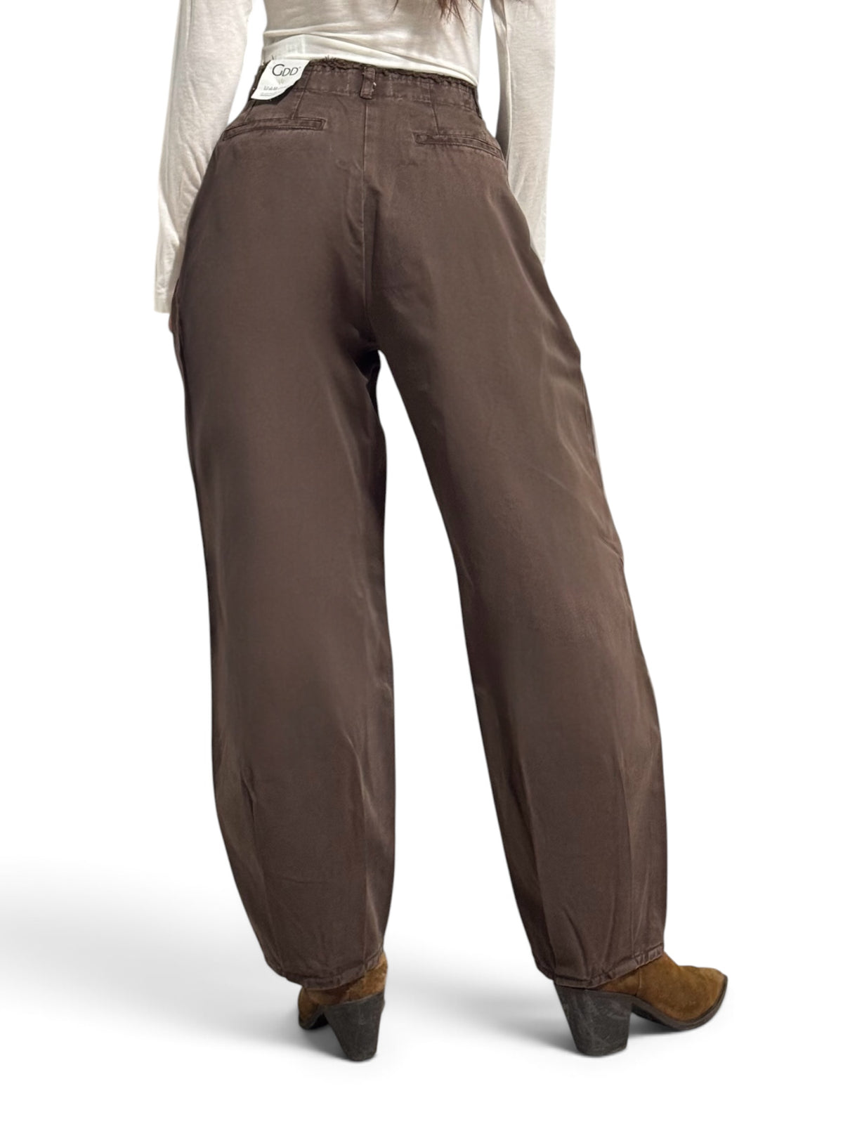 Judo barrel trousers in gabardine with fringed bustier