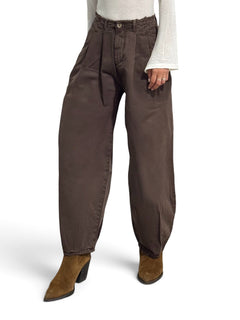 Judo barrel trousers in gabardine with fringed bustier
