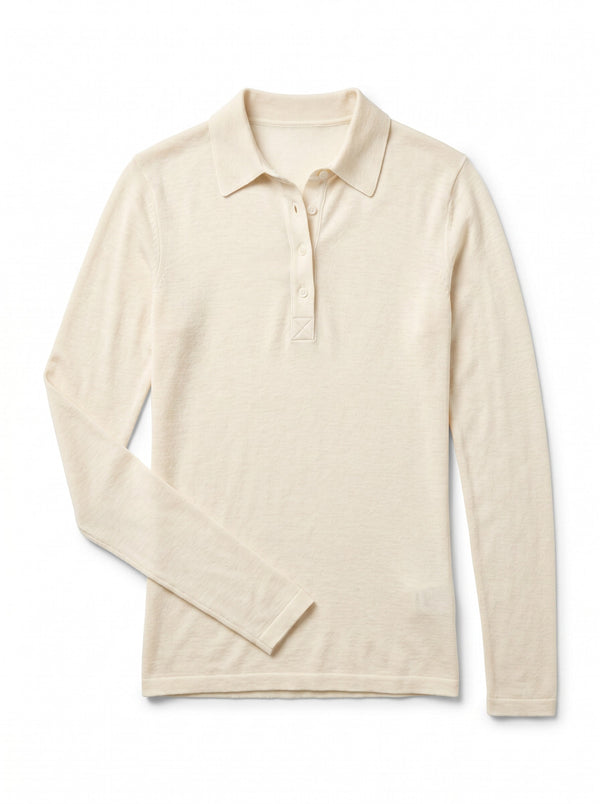 Maglia Iole a maniche lunghe con collo polo in misto cashmere